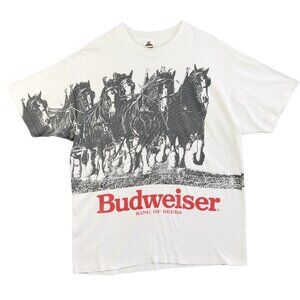 Vintage 90s Budweiser Clydesdales “King of Beers” Graphic Tee Medium Rare Promo